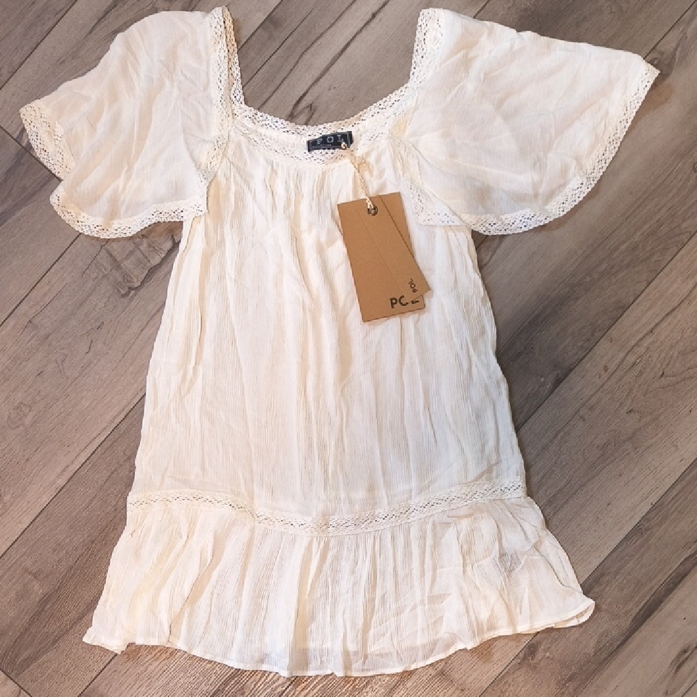 POL White Lace Trim Blouse
